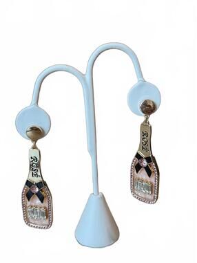 Elegant Rose Wine Bottle Dangle Earrings